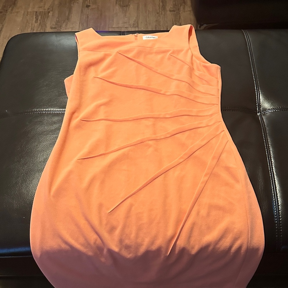 Calvin Klein Vibrant Peach Midi Dress